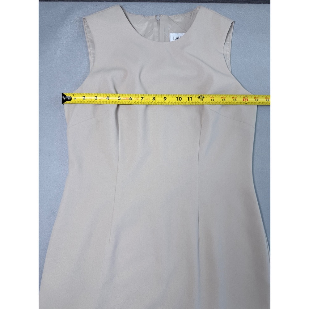 Laundry by Shelli Segal Beige Sleeveless Sheath Dress Women Size 8 Made in USA - Picture 3 of 6